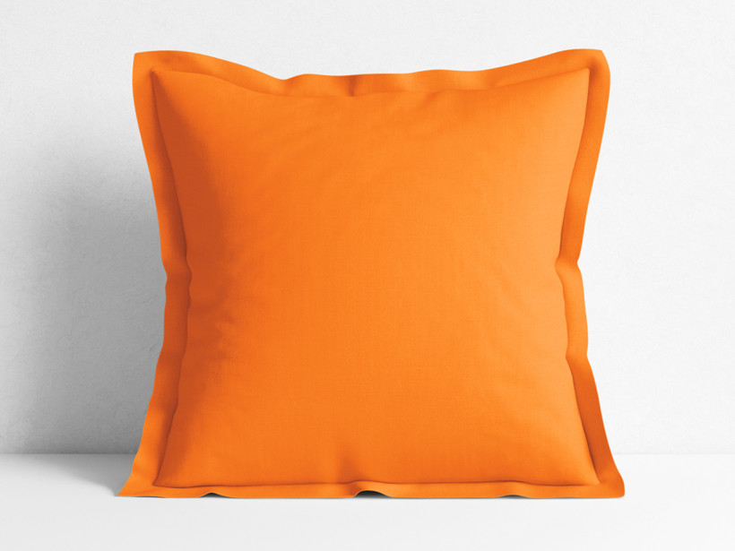 Poszewka na poduszkę z ozdobną kantą bawełniana - pomarańczowa