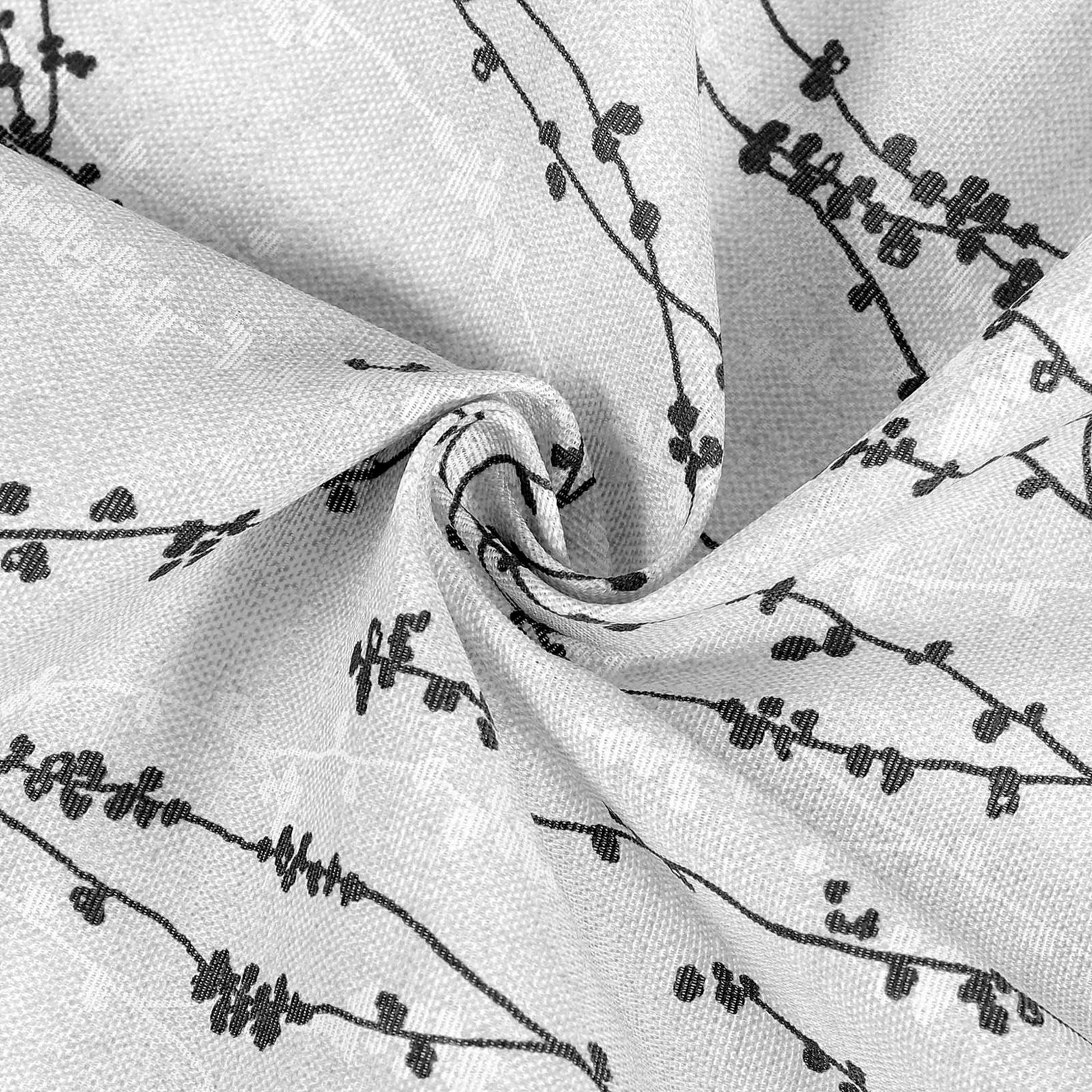 Tkanina dekoracyjna Loneta - gałązki na jasnoszarym