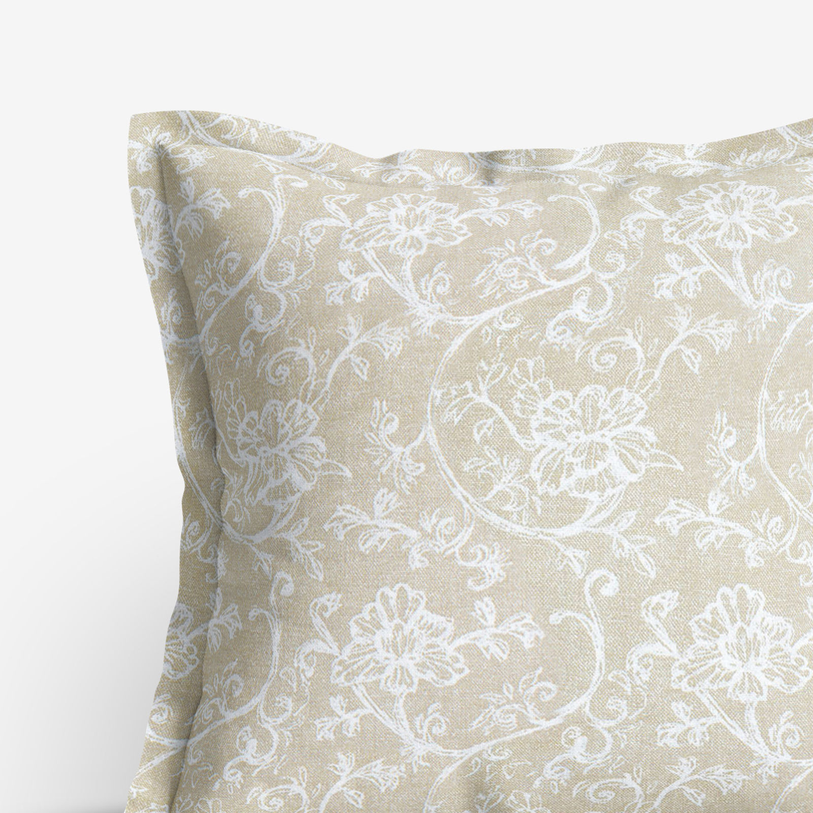 Poszewka na poduszkę z ozdobną kantą dekoracyjna Loneta - białe pnące kwiaty