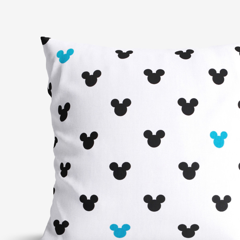 Poszewka na poduszkę bawełniana dla dzieci - czarno-niebieskie myszki Miki
