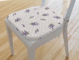 Zaokrąglona poduszka na krzesło 39x37 cm - lawenda w kropki