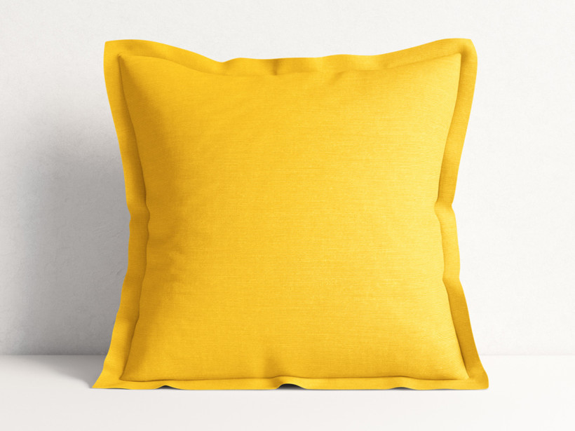 Poszewka na poduszkę z ozdobną kantą dekoracyjna Loneta - żółta