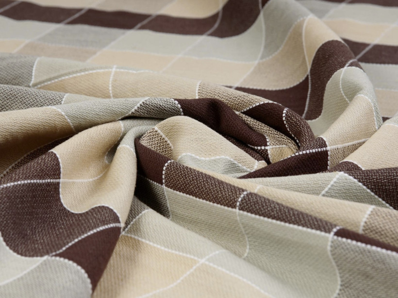 Mocna tkanina bawełniana Kanafas 230 g/m2 - duża kratka brązowo-beżowa