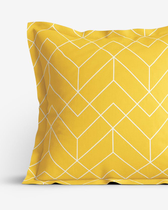 Poszewka na poduszkę z ozdobną kantą bawełniana - mozaika na żółtym