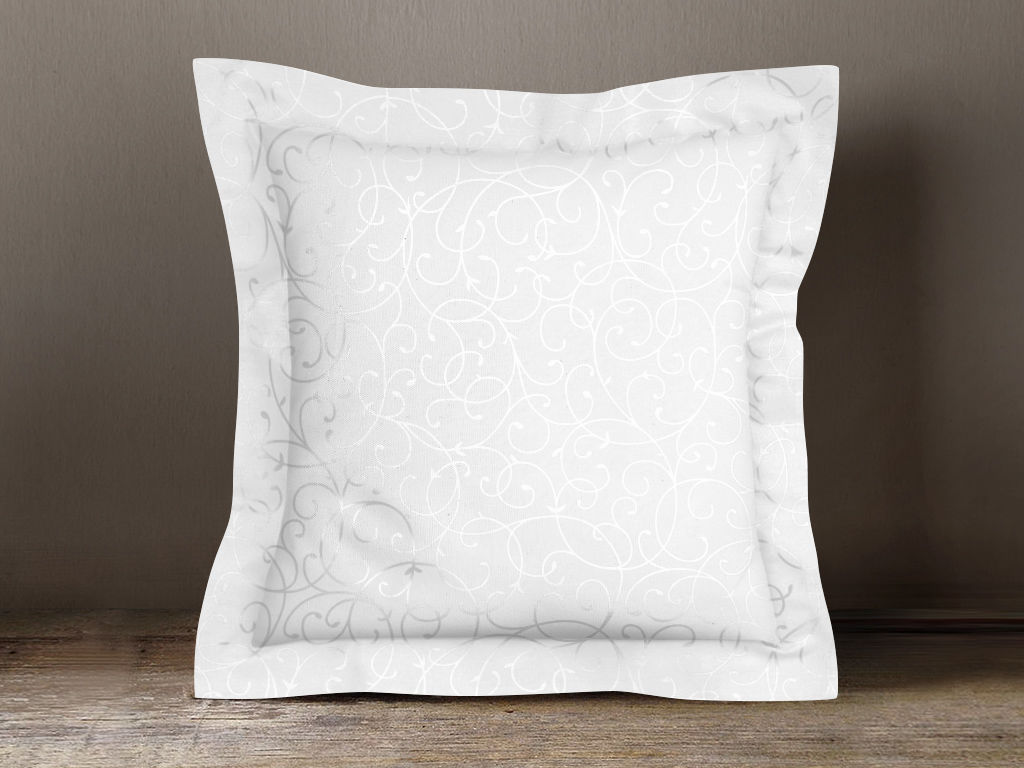Luksusowa poszewka na poduszkę z ozdobną kantą dekoracyjna - biały rysunek