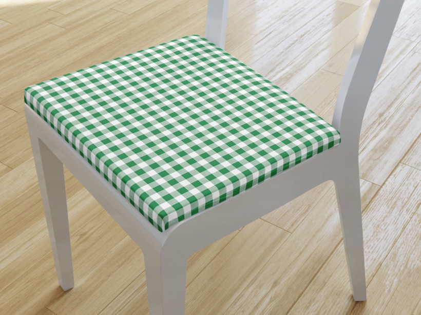 Kwadratowa poduszka na krzesło 38x38 cm - zielono-biała kratka