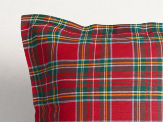 Poszewka na poduszkę z ozdobną kantą dekoracyjna Loneta - duża czerwona kratka