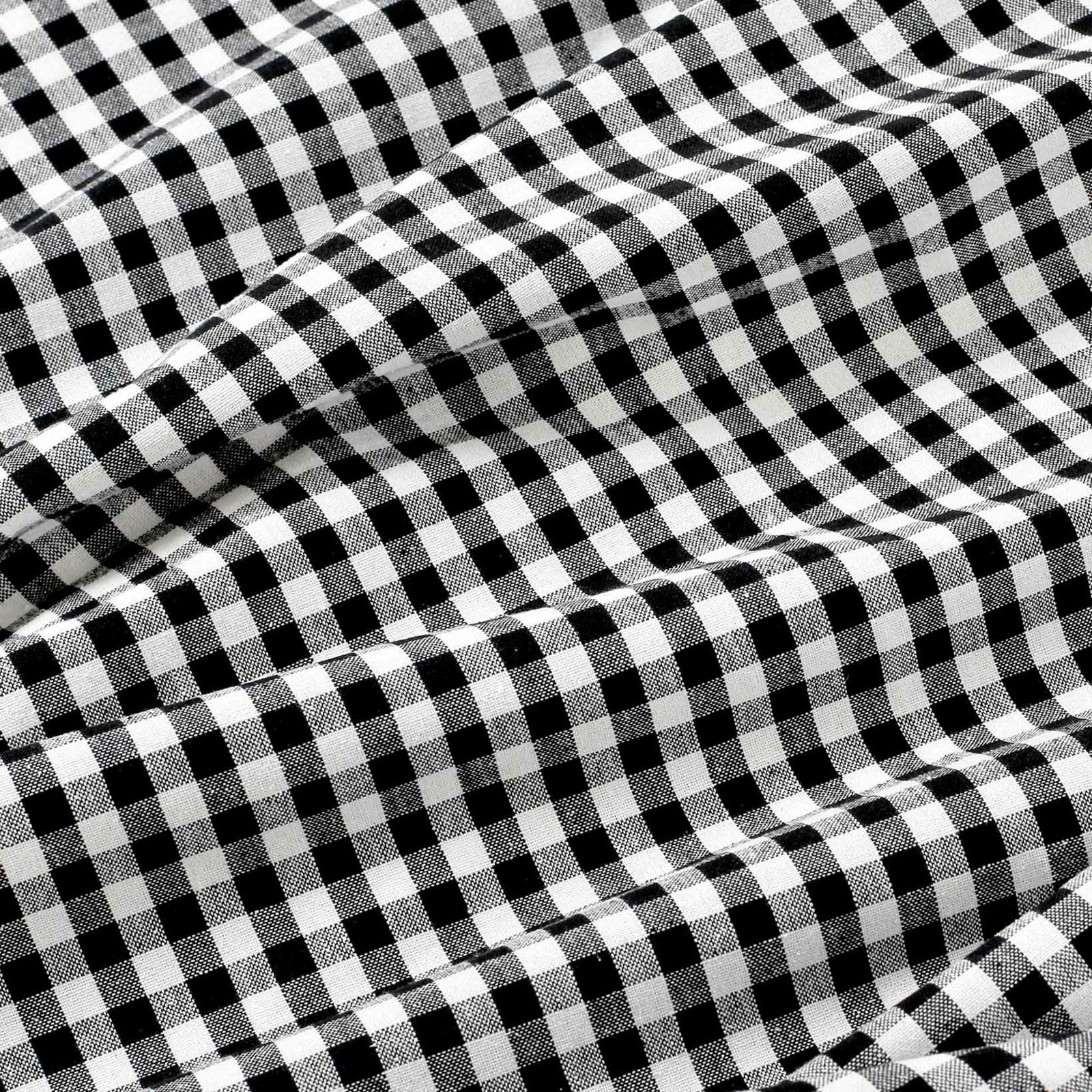 Mocna tkanina bawełniana Kanafas 230 g/m2 - mała kratka czarno-biała