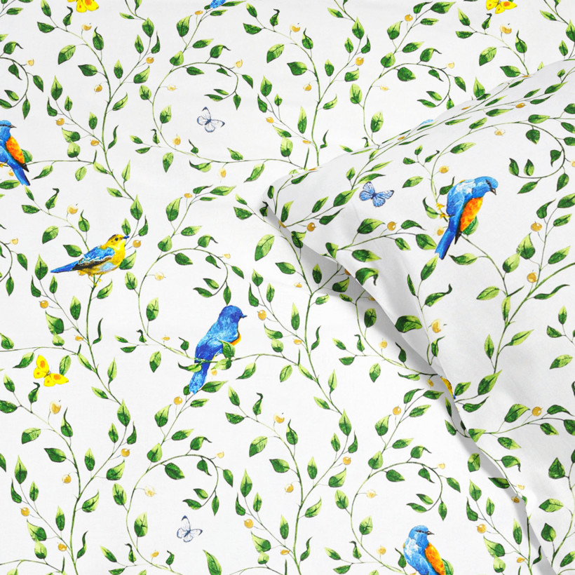 Pościel bawełniana - kolorowe ptaki w ogrodzie