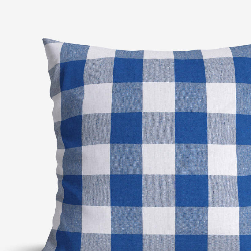 Poszewka na poduszkę bawełniana Kanafas - duża niebiesko-biała kratka