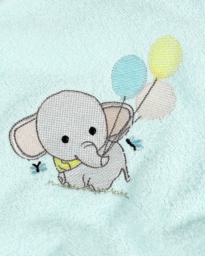 Ręcznik dziecięcy LILI 30x50 cm miętowy - słonik z balonikami