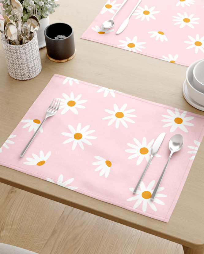 Podkładka na stół z płótna bawełnianego - kwiaty margaretki - 2szt.