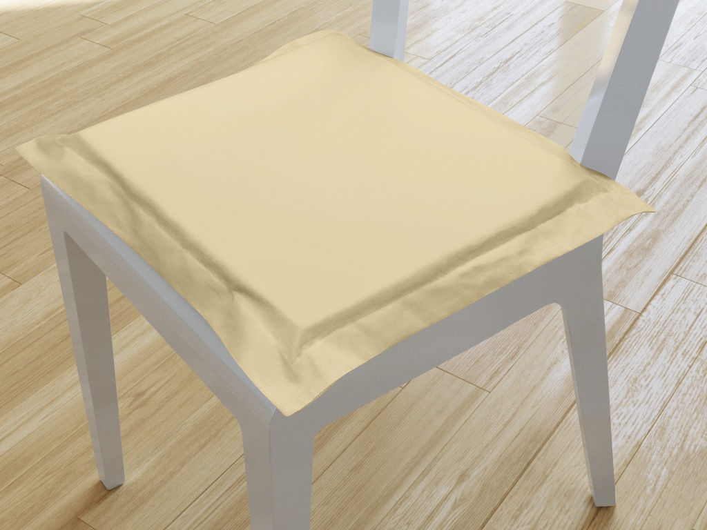 Kwadratowa poduszka na krzesło z ozdobną kantą 38x38 cm Suzy - beżowa