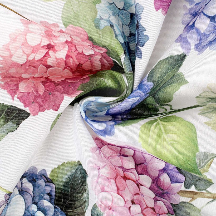 Tkanina dekoracyjna Loneta - kwiaty hortensji