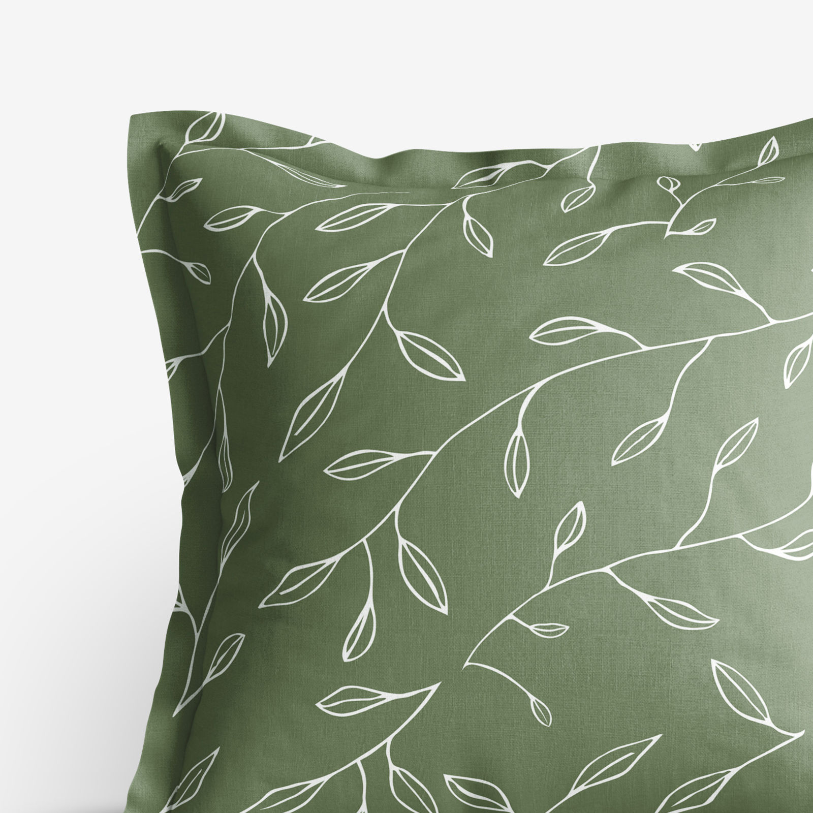 Poszewka na poduszkę z ozdobną kantą bawełniana - liście herbaciane