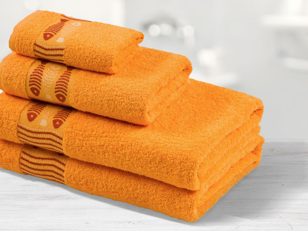 Ręcznik kąpielowy frotte Rybki - pomarańczowy