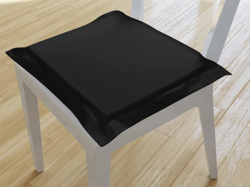 Kwadratowa poduszka na krzesło z ozdobną kantą 38x38 cm Suzy - czarna