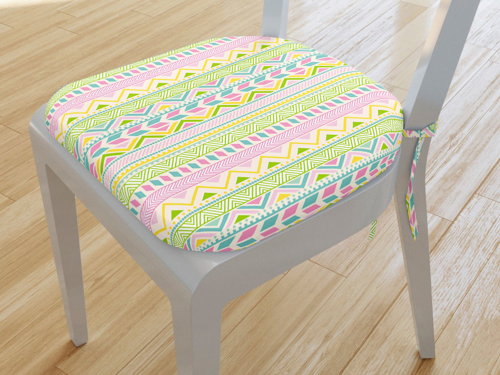 Zaokrąglona poduszka na krzesło 39x37 cm Loneta - wiosenne wzory