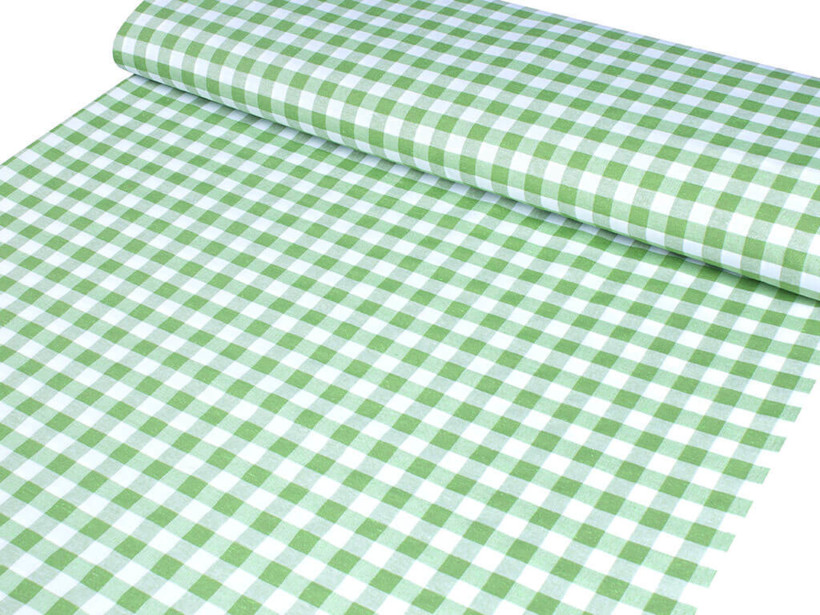 Tkanina dekoracyjna Menorca - zielono-biała kratka
