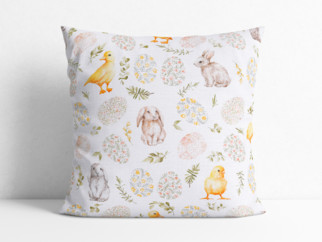 Poszewka na poduszkę dekoracyjna wielkanocna Loneta - kurczęta i króliczki