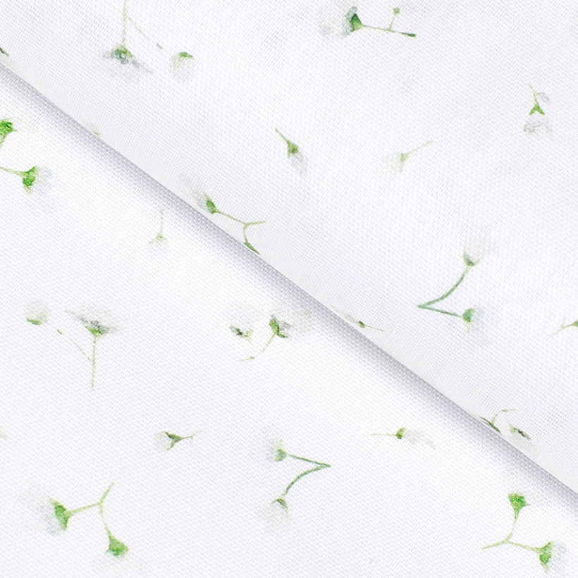 Tkanina dekoracyjna Loneta - drobne kwiatki na białym