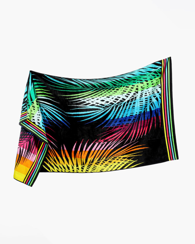 Duży ręcznik plażowy 100x180 cm - kolorowe liście palmowe