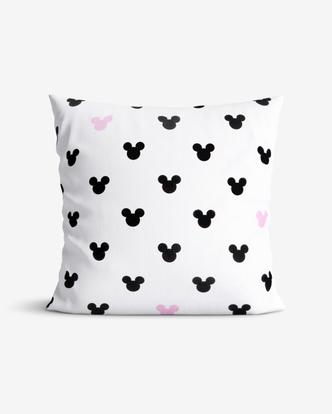 Poszewka na poduszkę bawełniana dla dzieci - czarno-różowe myszki Miki