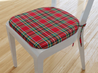 Zaokrąglona poduszka na krzesło 39x37 cm Loneta - duża czerwona kratka