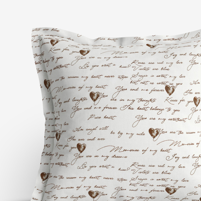 Poszewka na poduszkę z ozdobną kantą bawełniana - tekst miłosny