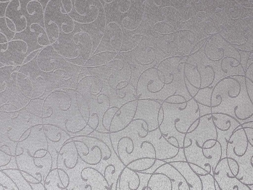 Luksusowa tkanina obrusowa dekoracyjna - ornamenty na szaro srebnym