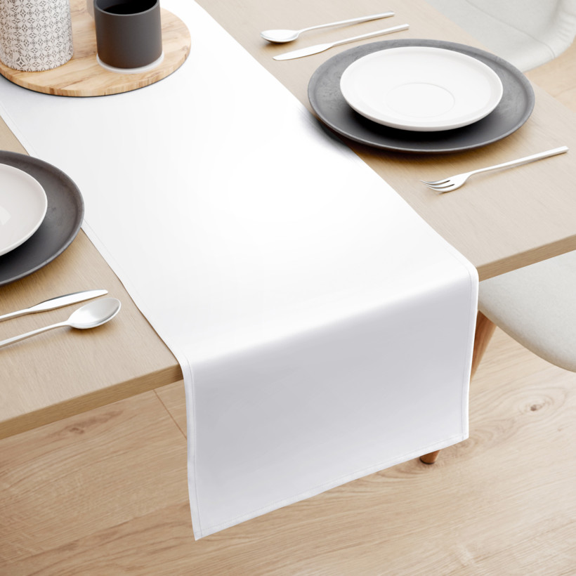 Bieżnik na stół z satyny bawełnianej - biały