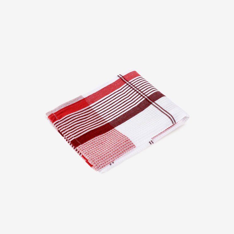 Ścierka kuchenna gofrowana - czerwone paski na białym