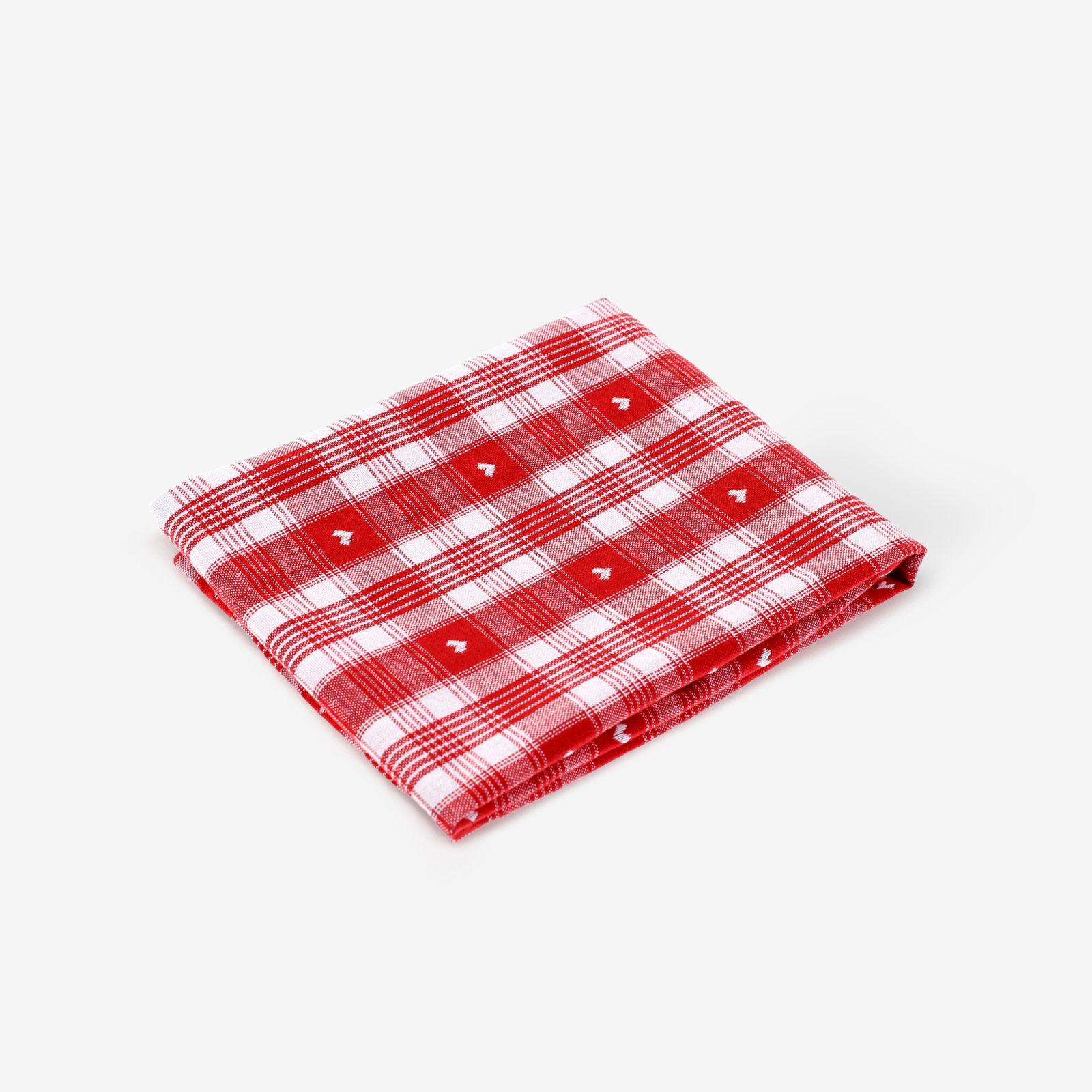 Ścierka kuchenna bawełniana - serduszka na czerwono-białej kratce
