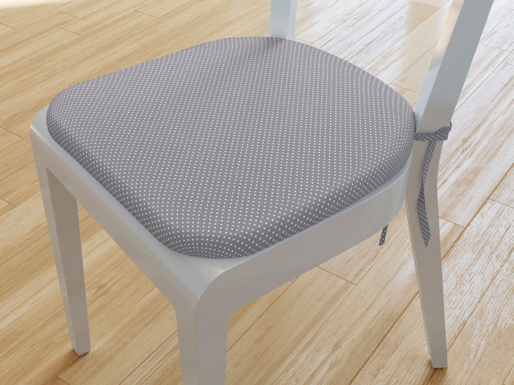 Zaokrąglona poduszka na krzesło 39x37 cm - małe kropki na szarym