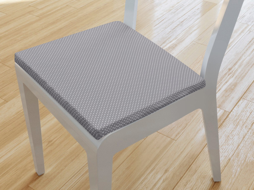 Kwadratowa poduszka na krzesło 38x38 cm - małe kropki na szarym