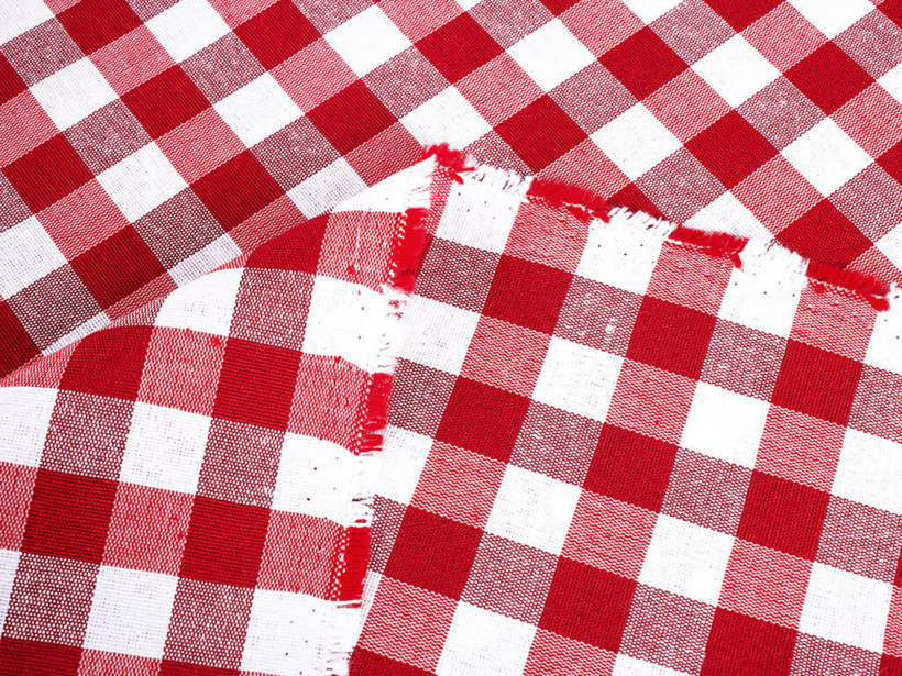 Tkanina dekoracyjna Menorca - czerwono-biała kratka