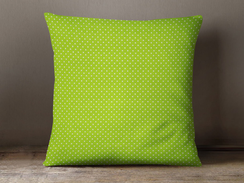 Poszewka na poduszkę bawełniana - białe kropki na zielonym