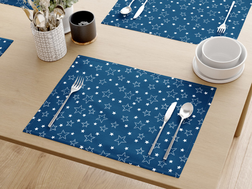 Podkładka na stół z płótna bawełnianego - białe gwiazdki na niebieskim - 2szt.