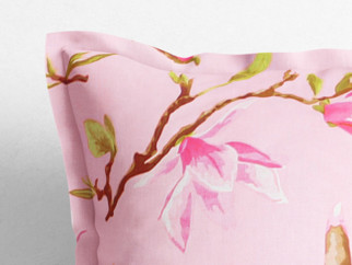 Poszewka na poduszkę z ozdobną kantą bawełniana - różowe magnolie