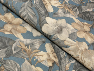 Tkanina dekoracyjna Loneta - kwiaty tropikalne - szer. 140, 280cm