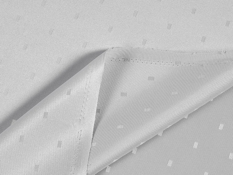 Luksusowa tkanina obrusowa plamoodporna - szara z błyszczącymi prostokątami