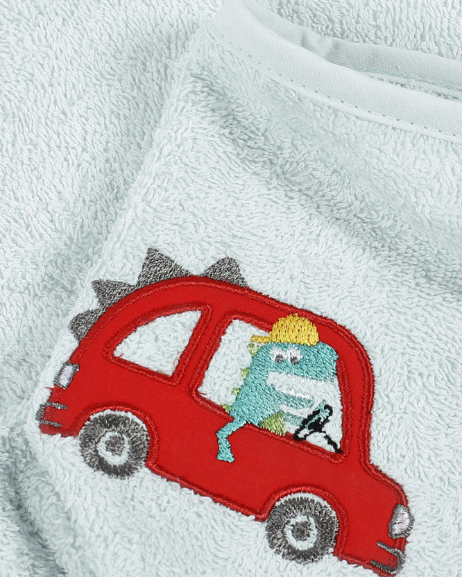 Myjka do kąpieli dla dzieci frotte - dinozaur w samochodzie