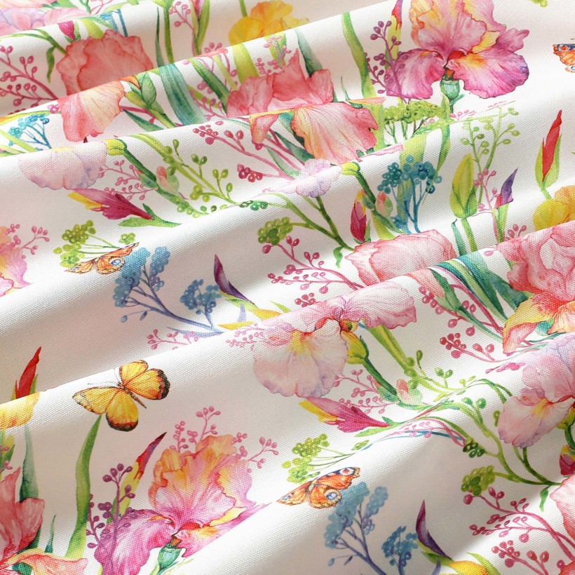 Tkanina dekoracyjna Loneta - kolorowy ogród wiosenny