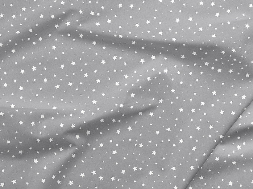 Płótno bawełniane - małe białe gwiazdki na szarym