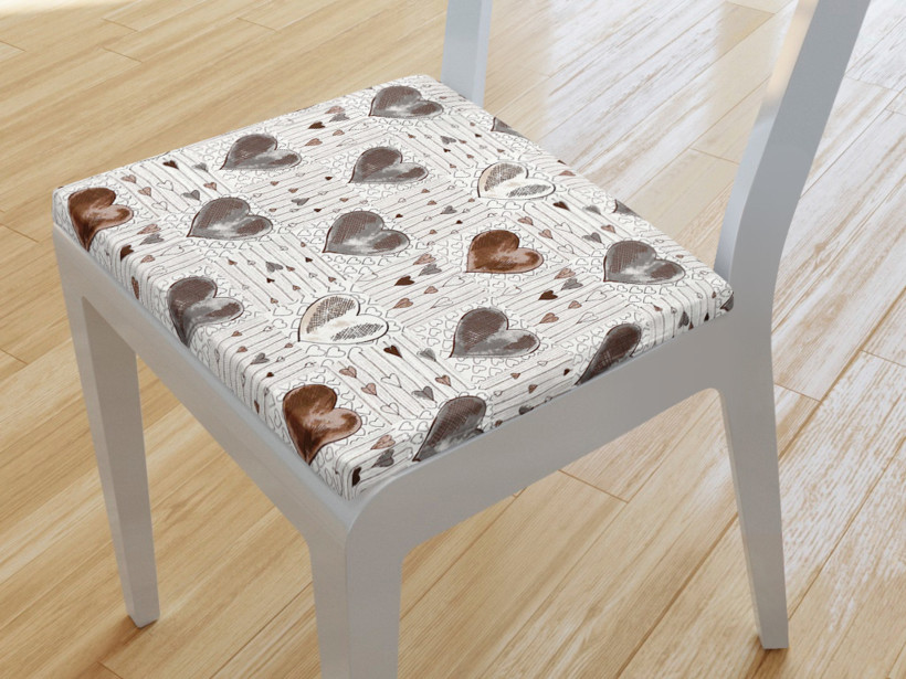 Kwadratowa poduszka na krzesło 38x38 cm - duże serca