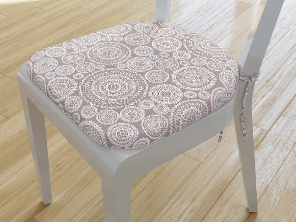 Zaokrąglona poduszka na krzesło 39x37 cm Loneta - mandale na naturalnym