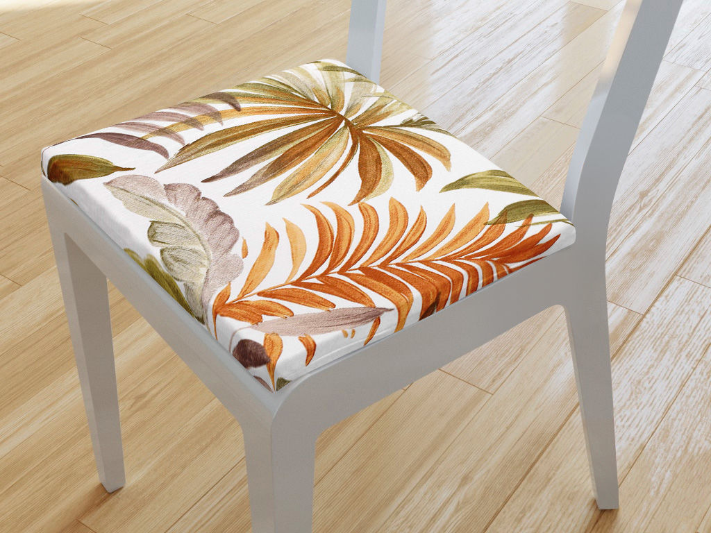 Kwadratowa poduszka na krzesło 38x38 cm Loneta - kolorowe liście palmowe