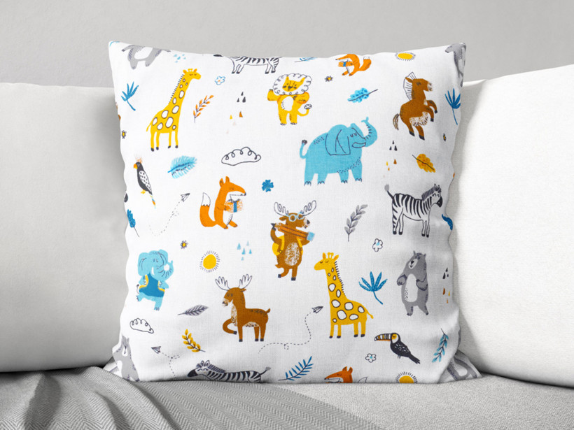 Poszewka na poduszkę bawełniana dla dzieci - kolorowe zwierzątka