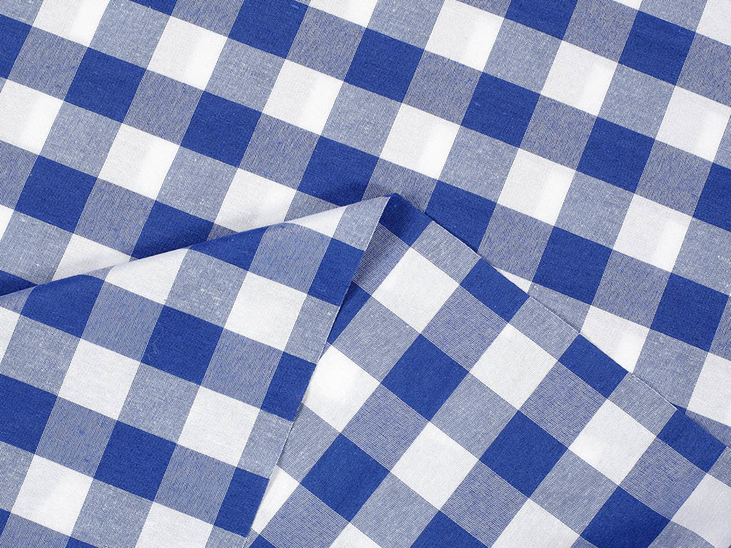 Tkanina dekoracyjna Menorca - duża niebiesko-biała kratka