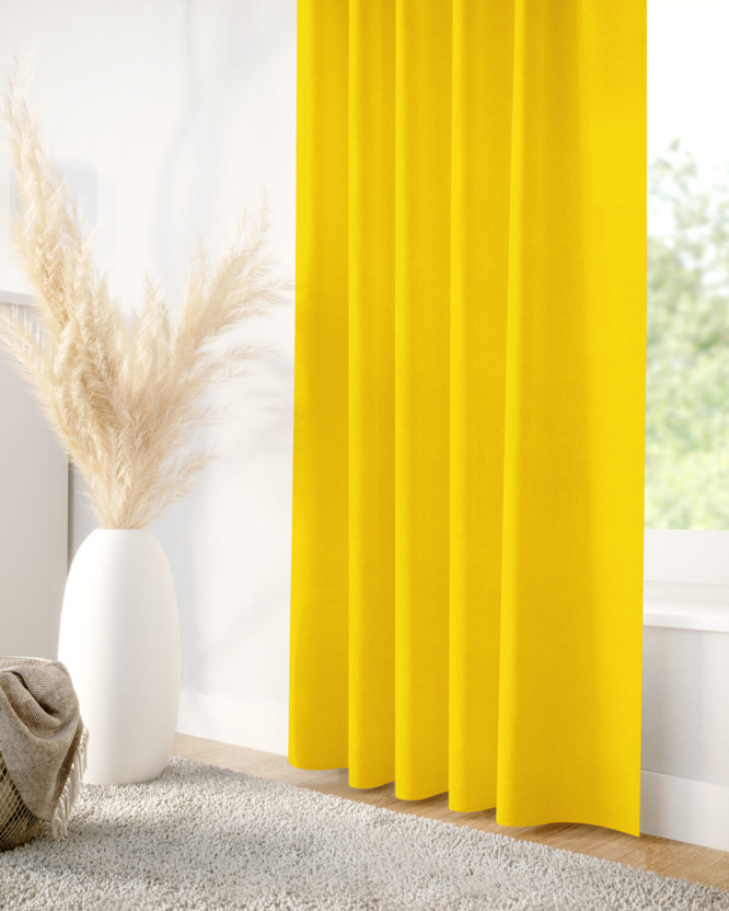 Zasłona dekoracyjna Loneta na taśmie - żółta